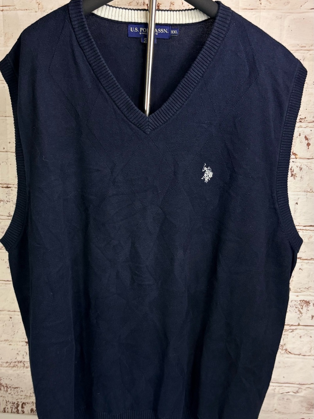 U.S. Polo Assn. Navy Blue V-Neck Knit Sweater Vest